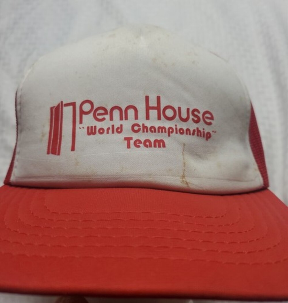Vintage red Mesh Snapback Trucker Hat Penn House World Championship team